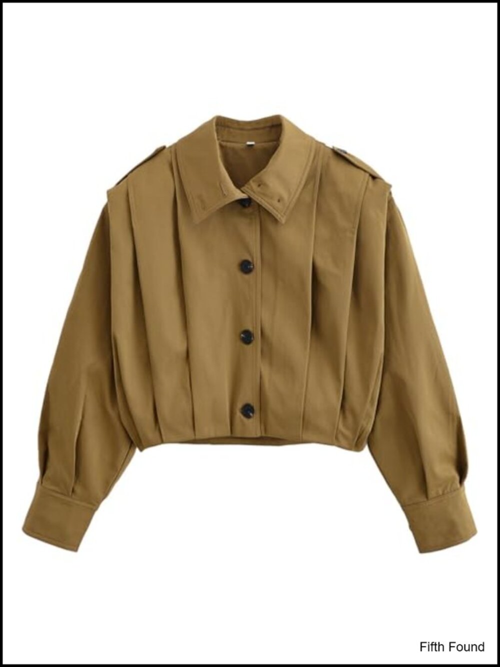 Women's Cropped Pleated Trench Coat Casual Short Jacket Button Down Fall